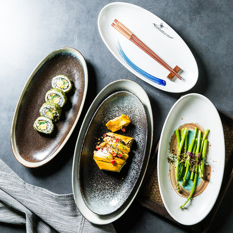 大号鱼盘 椭圆形陶瓷盘装菜盘子家用简约饺子盘包子盘青菜炒饭盘,纺织面料/辅料/配套,服装加工设备,淘宝优惠券,粉丝福利购,淘宝优惠卷