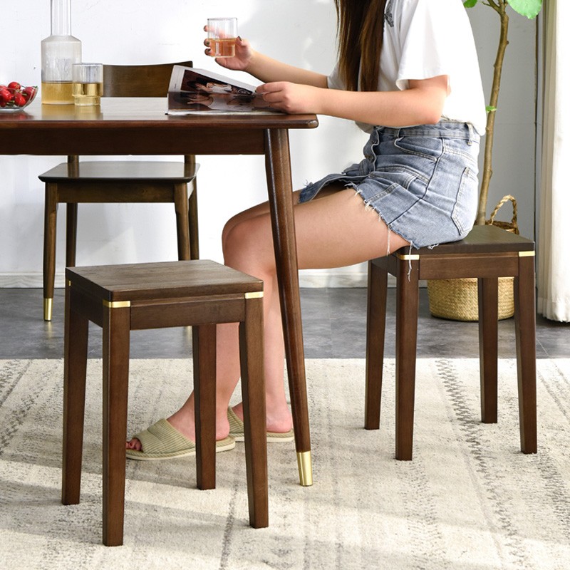 实木小凳子家用可叠o放方凳脚凳轻奢矮凳客厅餐桌木质圆凳板凳中