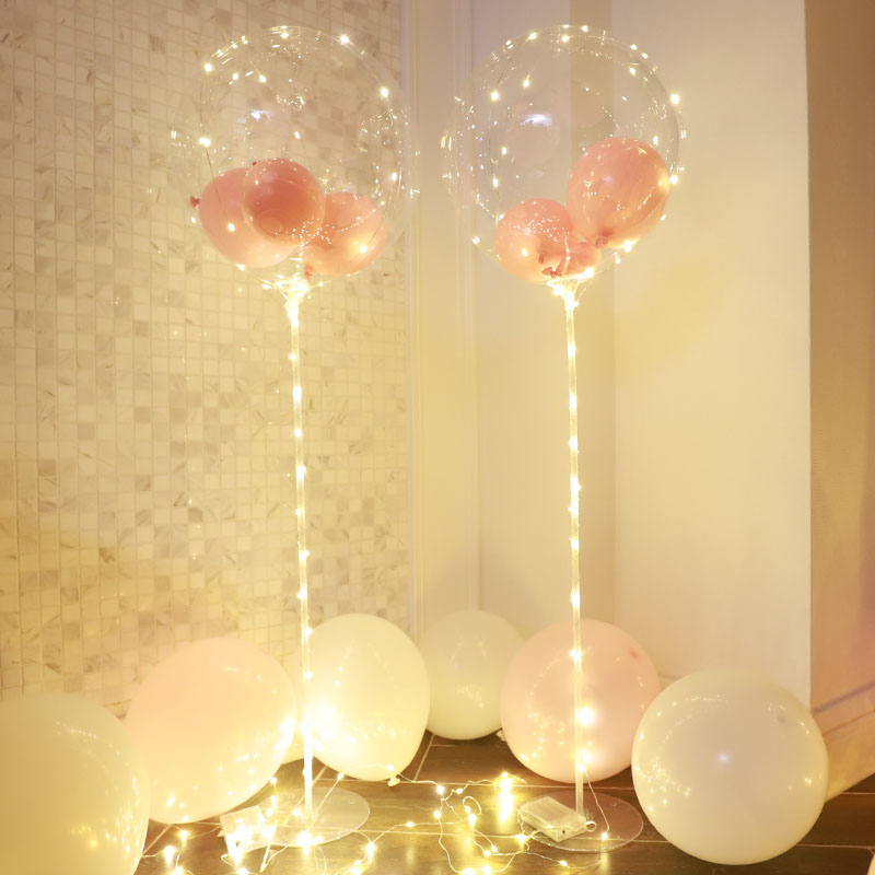 网红拍照波波球发光支架地飘立柱桌飘生日派对布S置气球结婚装饰