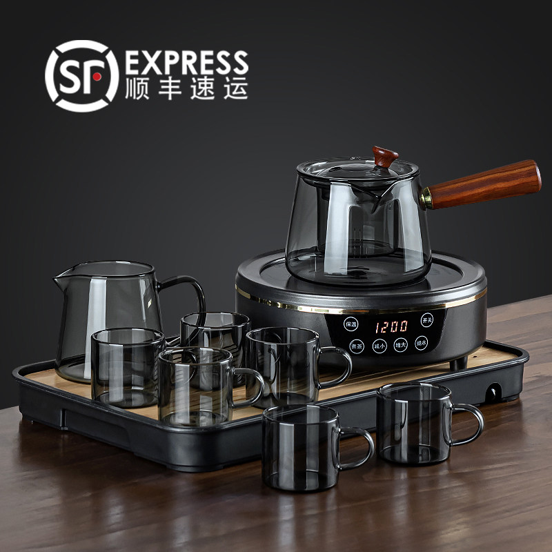 烟灰耐热玻璃煮茶壶套装家用小型功夫茶具电陶Q炉煮茶器网红煮茶