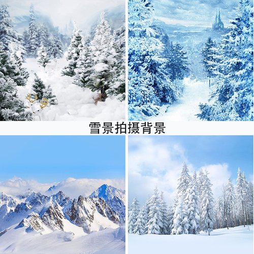 影楼拍摄背景纸背景布圣诞节外景冰雪风景雪景儿童拍照摄影照相