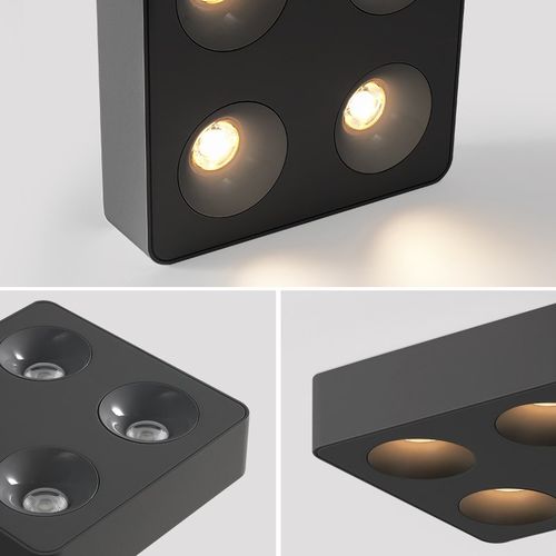 极简明装防眩斗胆灯全光谱方形客厅无主灯四头筒灯超薄卧室吸顶灯