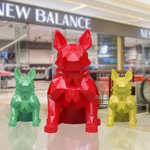 几何狗雕塑抽象动物商场门店美陈道具节日网红拍照斗牛犬摆件装饰