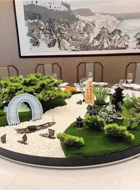 大圆桌中间转盘摆花酒桌摆中式桌件芯装饰品餐假餐桌摆件花摆设桌