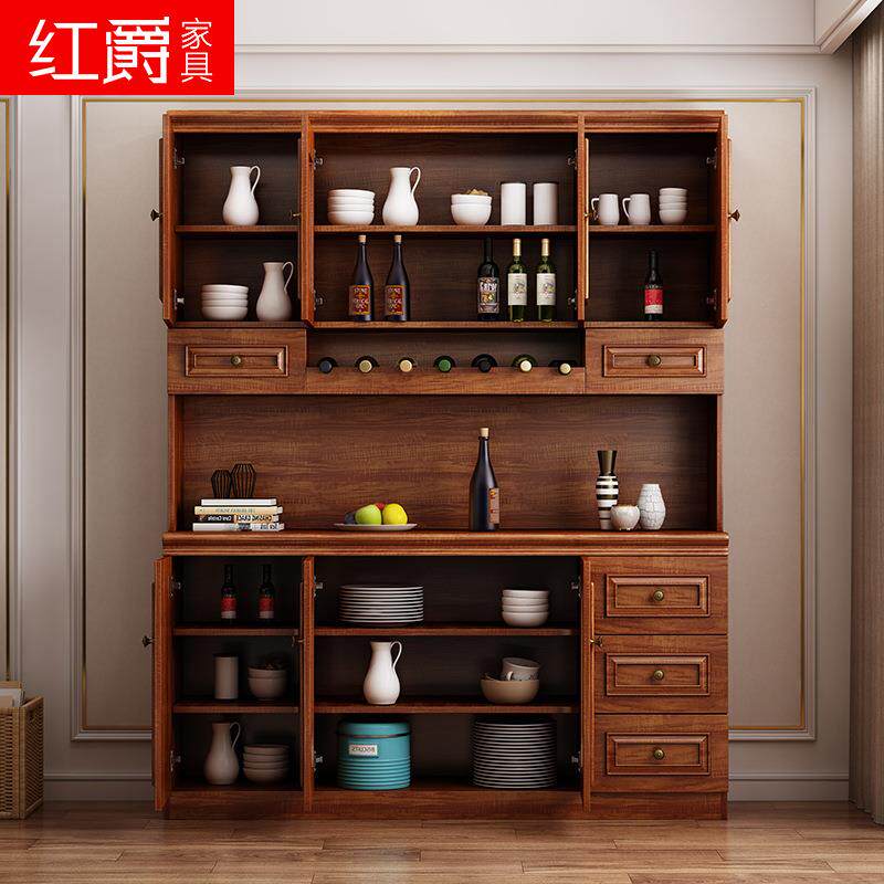 新中式餐柜家一用实木餐边柜体酒高柜茶水柜柜厨房似锦餐边碗客厅