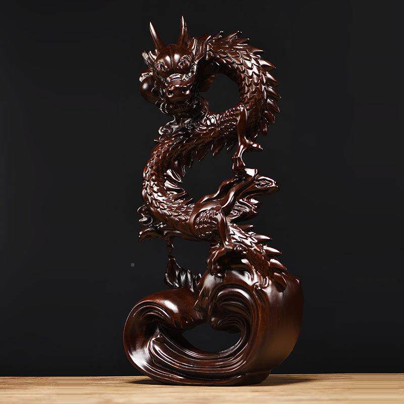 实木雕刻盘龙摆工件新中式家WS-86360居玄关设装饰艺品店公司铺开