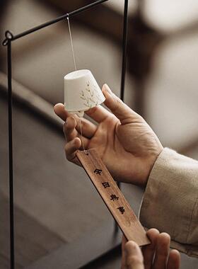 中式家居陶手瓷绘风铃风挂饰铁艺铃架茶 空间摆件民宿YKB装饰