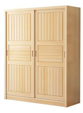 推拉门衣木柜松经济型全实家木衣橱现代简约出房用滑动儿租QOS童衣柜