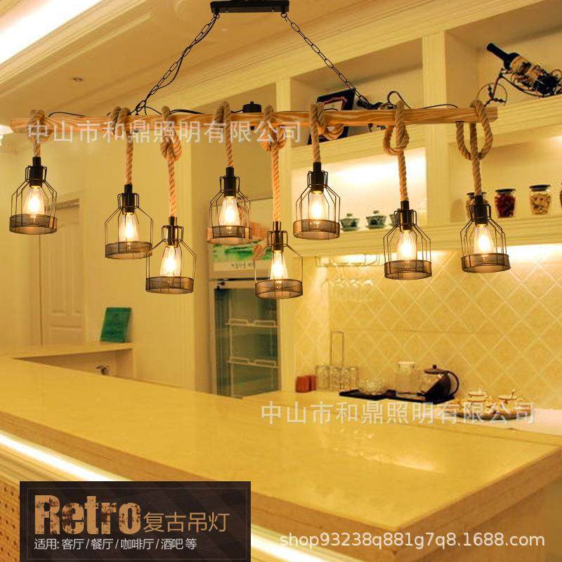 橱美式复古工业麻绳697吊灯酒吧餐厅网咖个吧台窗店铺风创意长性,家装灯饰光源,智能吊灯,淘宝优惠券,粉丝福利购,淘宝优惠卷