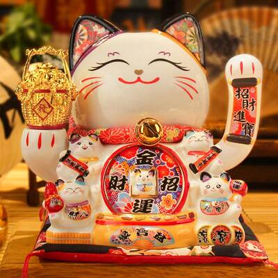 摆开福缘86929、8动摆件店铺业大号自摇手招手陶瓷件