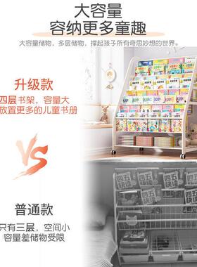 儿童书架家用物绘宝本CHF架阅读区多层移架动玩具收纳置架落地宝