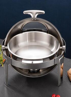 圆加厚不锈钢自助UDN炉翻盖视布菲炉酒店可保温6L加餐热形酒精炉