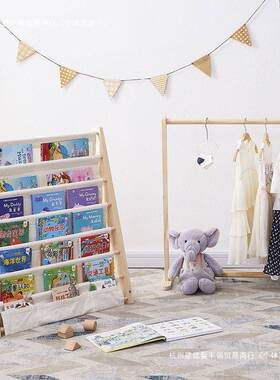 儿本童书架子收纳置园拆洗落地幼儿PTI书架简易物架宝宝实木布艺