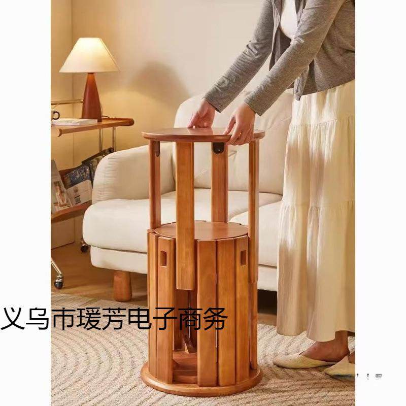 叠饭叠圆实木多功能凳凳903子组合茶几客凳厅家用叠放中式吃餐椅