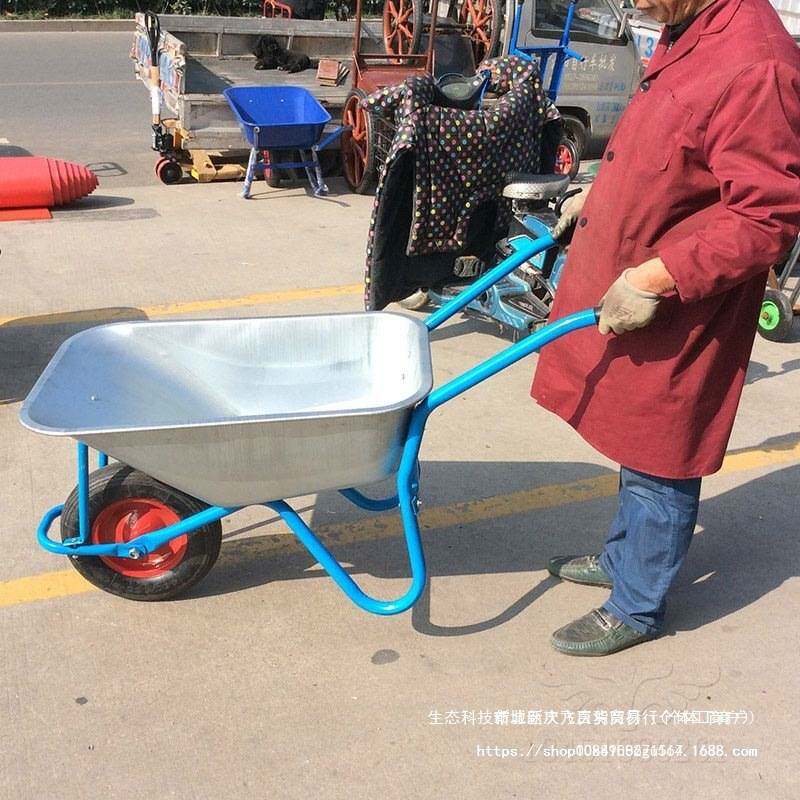 独轮小推车工地农用沙土建筑翻斗垃圾搬运花园人力双轮手推车包邮