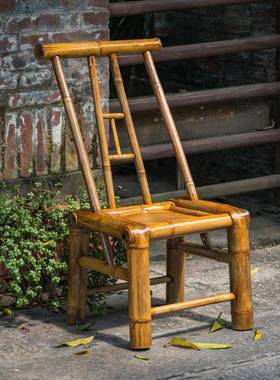 竹椅子老纯工靠背椅竹编外家用复古桌椅休式闲手竹EMV户家具餐桌