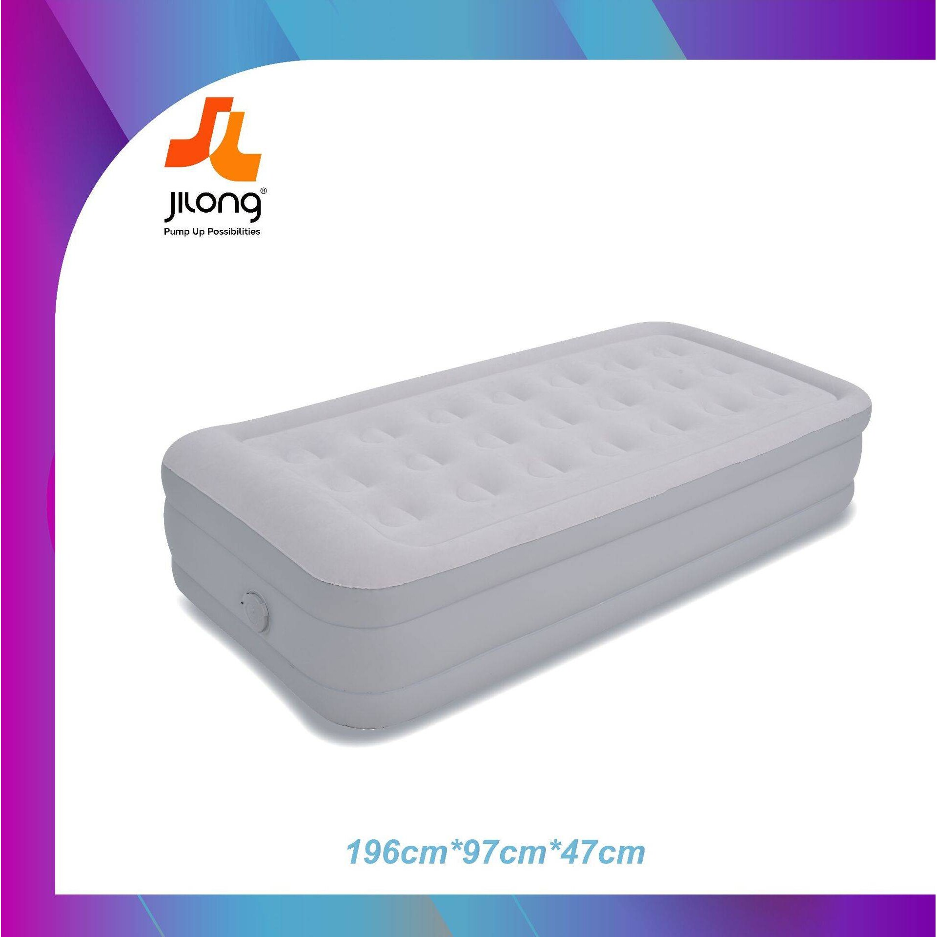 JILONG 厂家直销 家居户外 PVC豪华植绒床单人双人加宽充气床