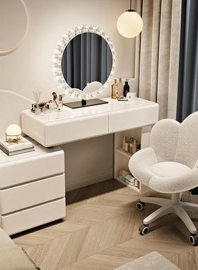 063125现代约一简体奶油卧室柜小2户型梳妆台床头柜实斗木化妆桌新款