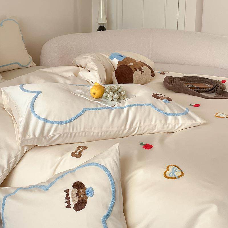 卡全通小清新100s长棉四件套可爱贴布绒绣被套儿童1棉SWSW.2m床上