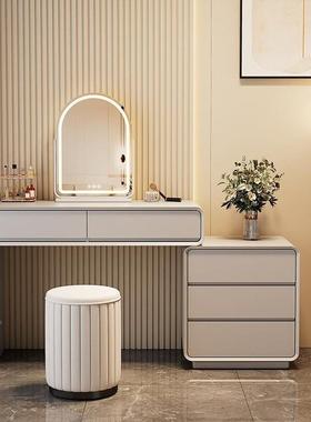 奶油风实木主卧梳妆台卧现代简约室化妆斗柜伸缩一化体妆桌241802