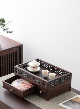 胡桃木茶室实木茶JINGDAO-架桌茶柜展面架装饰普茶摆件洱盒 置物