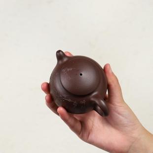 宜兴紫砂壶全纯手工刻绘原矿紫0泥毫寒香渔翁ZD-H1552茶壶小毫升