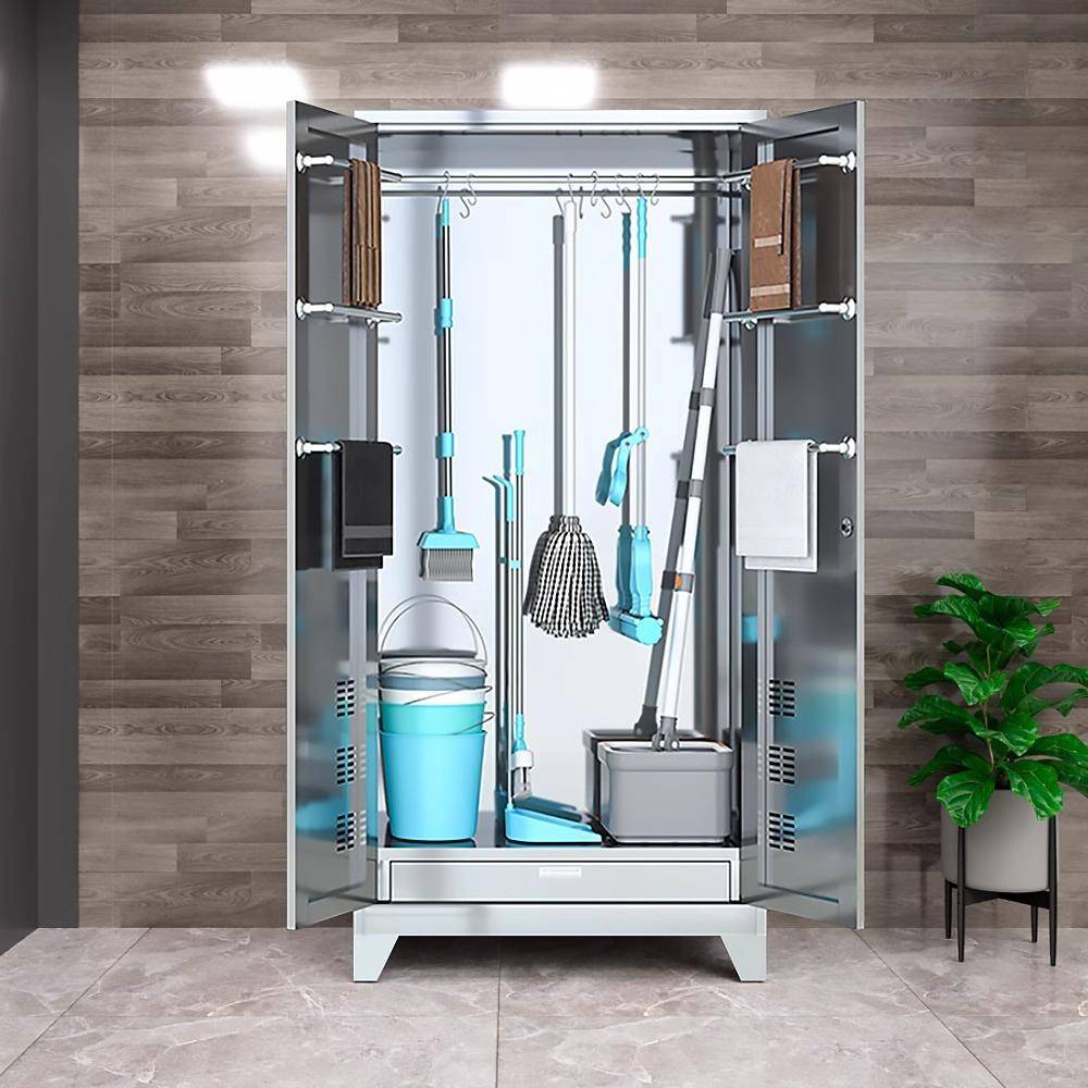 34不锈钢清洁柜学校工保卫018生工具柜洁家用厂储物拖把扫0把收纳