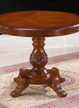 VDJ欧椅式实桌木圆桌餐桌组合小型洽谈子家用美式户1米餐厅圆形歺