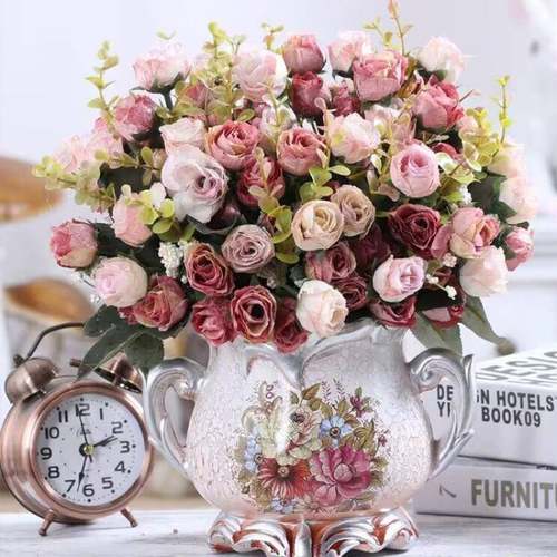 束仿真欧式复古假花仿真花客餐花桌绢厅摆件花卧室装花GEBsRze4饰