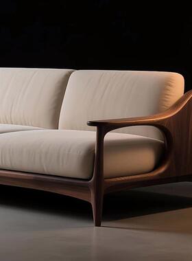 式北美黑中胡木20直25新款简约桃客厅接待布艺排实木UDQ沙发