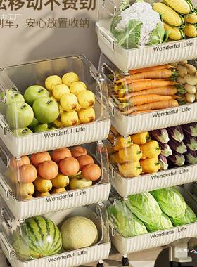 小推车置物18052架厨房收纳落地物架储家用可蔬移果动调料罐菜水