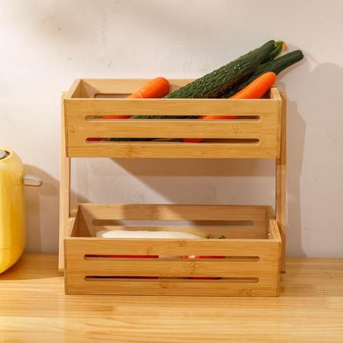 双层用收纳篮台面o桌面收整理厨纳房蔬菜面包水果可印l家og新nz21