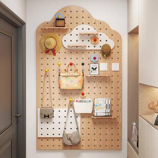 洞洞现做板实木墙墙上置物架木质墙壁挂墙架1隔板收纳架挂板面书