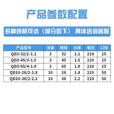 QD多级潜水泵家用220V高扬程小老鼠油浸泵380V农用灌溉水泵