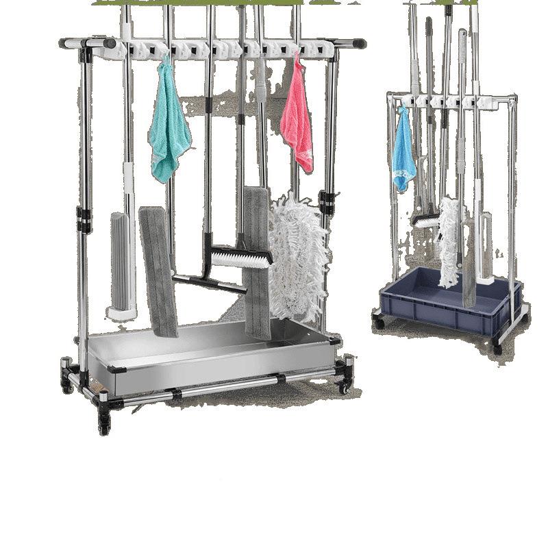 拖把架落地式可动拖把池不锈钢工tW74Bzm3具清洁收纳置架物移户子