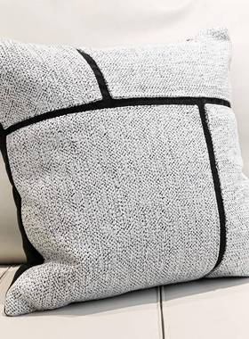 现约代简客厅EHH沙发抱枕灰白麻小肌理腰店枕床上靠垫酒样板房靠