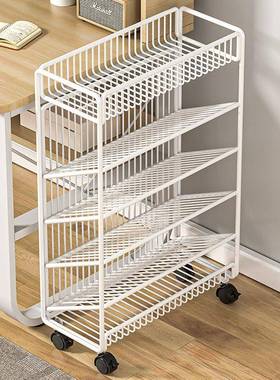 可架移动书架边落地收纳架课桌旁小学生学习本带轮书置物QMS健桌