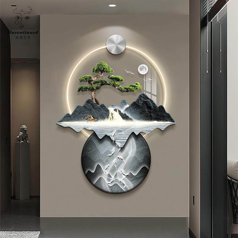 新中式WC-202迎客玄灯关松装饰画鱼图入户走廊过道led壁山挂画水,家居饰品,现代装饰画,淘宝优惠券,粉丝福利购,淘宝优惠卷