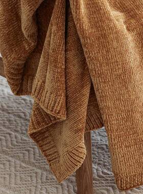 雪尼饰尔针织沙工发装盖毯THORW编PL1803织毛毯纯色跨境新款现货