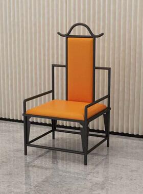 网P11423红新式管茶室主靠背椅椅铁艺商用接待休闲椅人子中店面帽