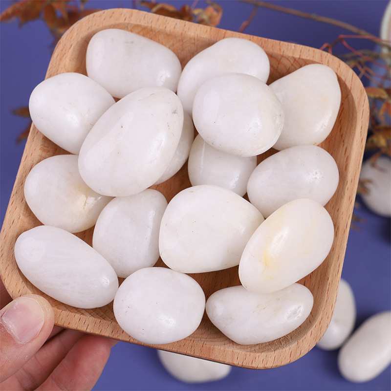 白色抛光鹅卵石 南京雨花石庭院造景观抛光石头工程装饰石子