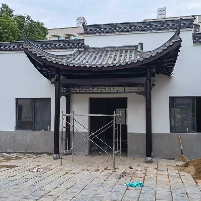 中式庭院门楼仿古实木门头古建门楼美丽乡村牌坊防腐木门楼