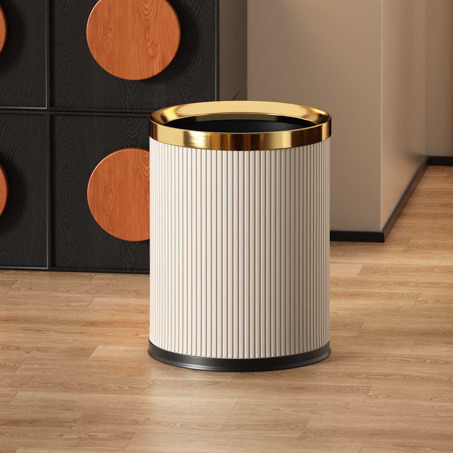 意式轻奢垃圾桶家用客厅卧室卫生间高档酒店金属无盖小号圆形新款