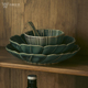 高温复古绿色粗陶餐具家用釉下彩米饭碗花瓣菜盘酒店用菜盘子套装