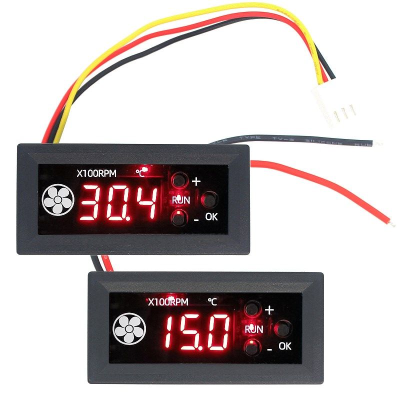 4线PWM风扇温控调速器12V3A温度转速数显 机箱服务器降噪低温关停