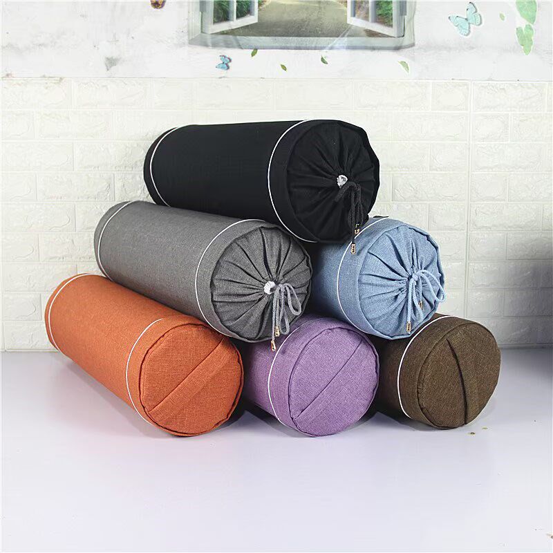 亚麻高回弹瑜伽抱枕阴瑜伽枕专业艾扬格辅具颈椎圆柱型枕头垫腰枕