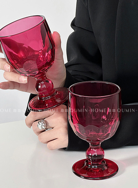 Qumin 创意个性西洋棋脚酒杯高级感家用葡萄酒杯红酒杯高脚玻璃杯