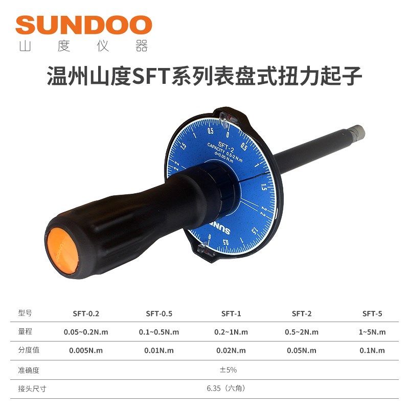 SUNDOO山度SFT-0.2/SFT-1/SFT-2/SFT-5表盘式扭力起子扭力螺丝刀