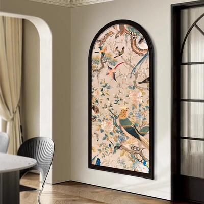 中古关玄装饰画法式中国风花风鸟LG-24.10走廊过道壁入户客厅正对