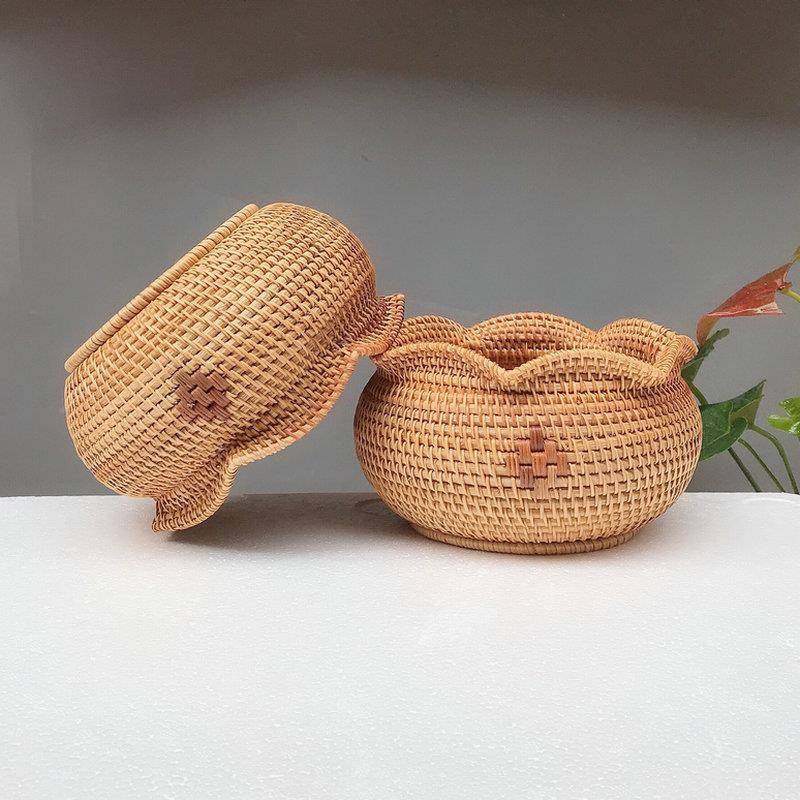 越南编福袋创意果瓜子盘篓零干食点心收纳果收纳藤篓032藤编,收纳整理,脏衣篮,淘宝优惠券,粉丝福利购,淘宝优惠卷